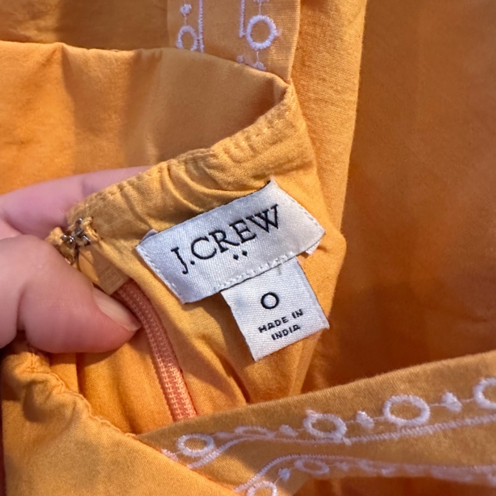 J. Crew Embroidered Scalloped Tiered Midi Dress 0 Marigold - Picture 5 of 14